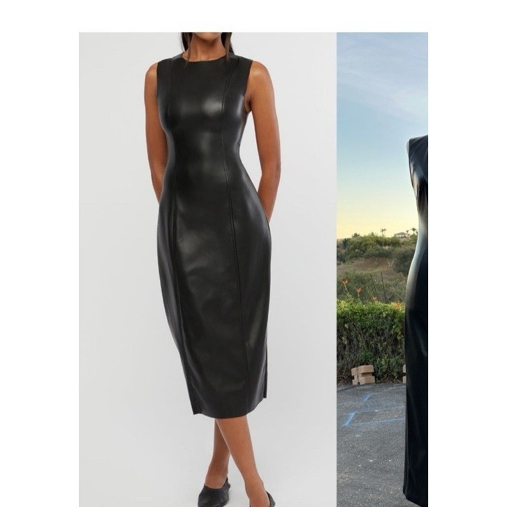 NWT $198 House of Harlow 1960 Black Vegan Leather Sleeveless Maxi XS